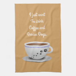 Café y toalla de cocina de los perros