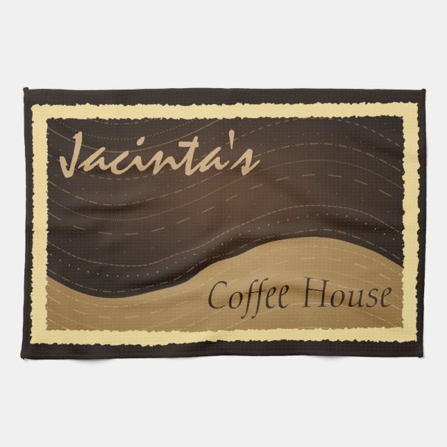 Café y toalla de crema Personalizado Cocina toalla (Horizontal)
