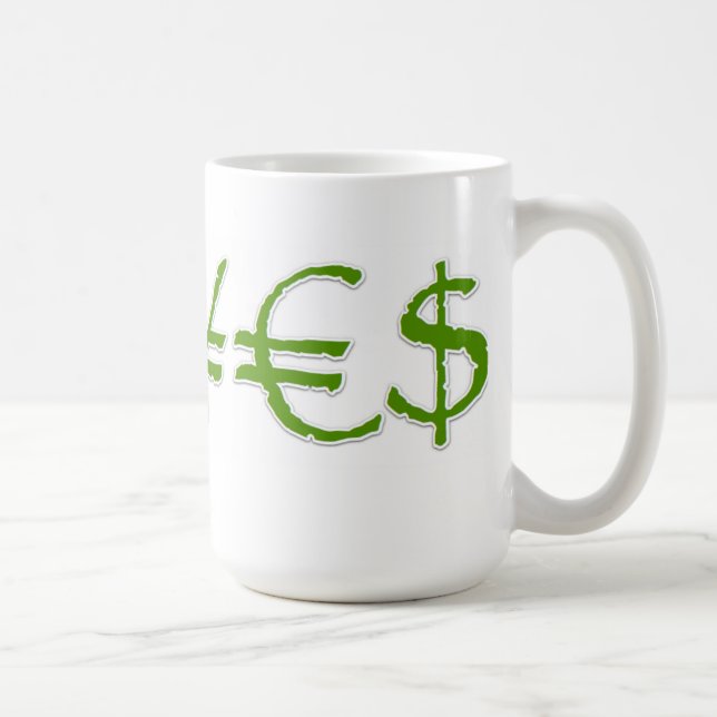 Café Yenes, euro, taza de la moneda del dólar ¥€$ (Derecha)