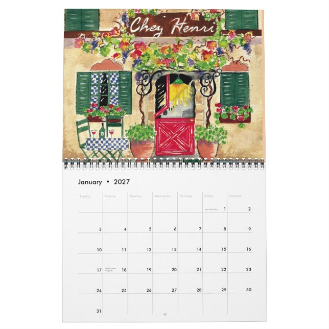 Cafés franceses, calendario  (Jan 2027)