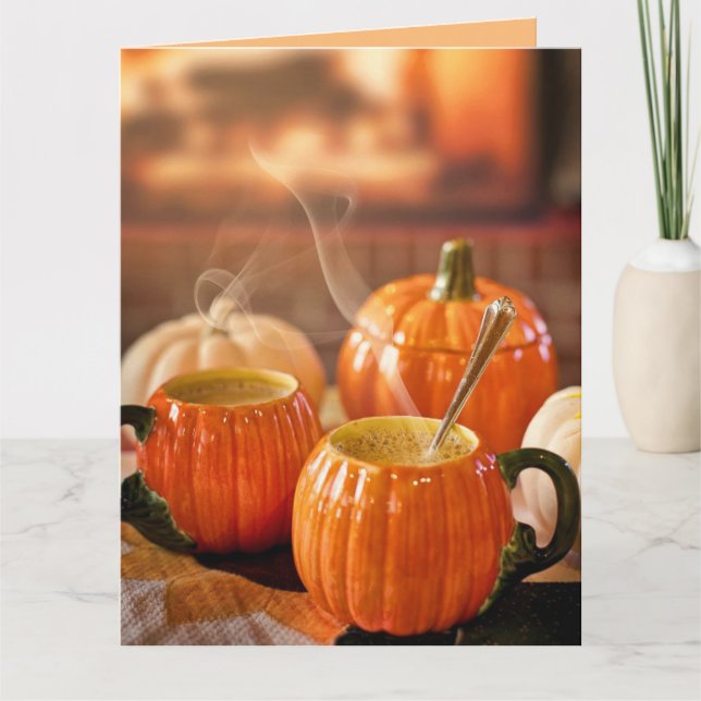 CAFETÉ DE CALABAZA ESPECIAS OTOÑO COSECHA TARJETAS (Anverso)