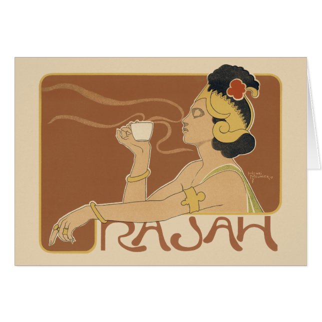 Cafetería Art Nouveau vintage Rajah, Lady with Cof (Anverso (Horizontal))