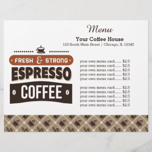 Cafetería con tarjeta de menú