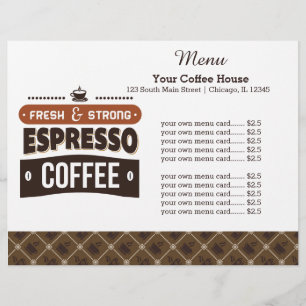 Cafetería con tarjeta de menú