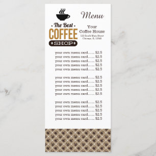 Cafetería con tarjeta de menú