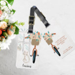 Cafetería Cute Girly Cat Vacaciones Etiqueta de eq<br><div class="desc">Una adorable etiqueta de equipaje personalizado para los aficionados al viaje. Con una linda cafetería parisina ilustrada a mano,  una bicicleta floral y un gato,  estas etiquetas de equipaje son divertidas y femeninas.</div>