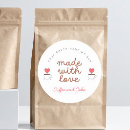 Cafetería y cafetería hecha con amor pegatina