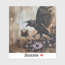 Caffeinated Corvid Pegatina