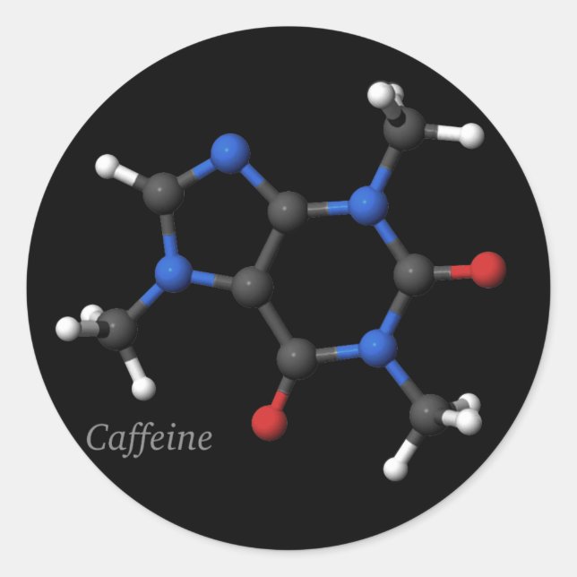 Caffeine Molecular Model Pegatina (Anverso)