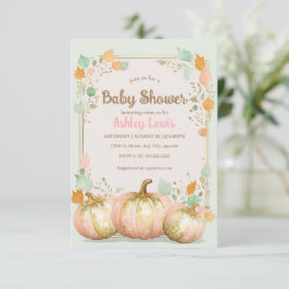 Caída Bebé ducha calabaza invitación oro rosa