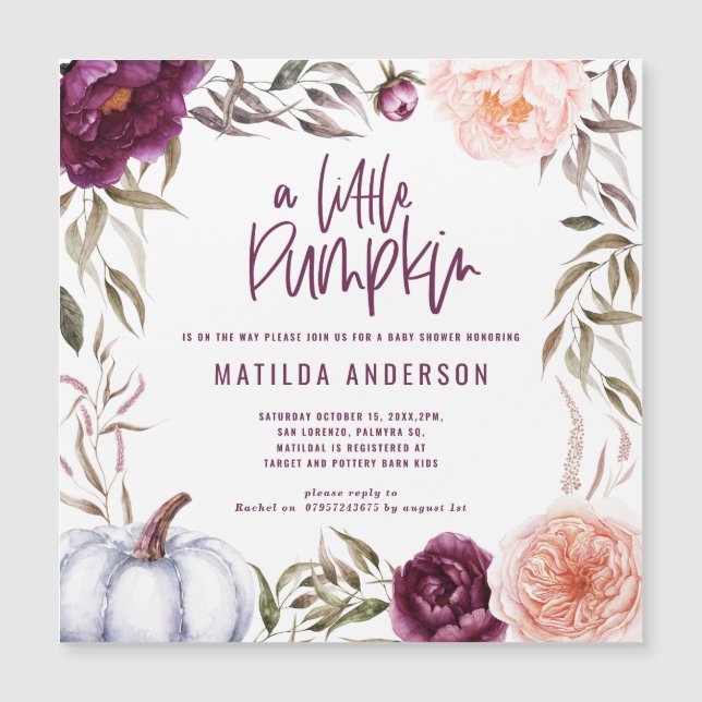 Caída de calabaza pequeña acuarela florida ducha d (Anverso)