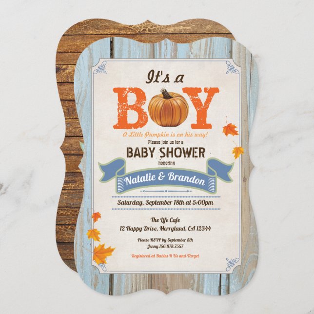 Caída de la ducha invitación madera rústica calaba (Anverso / Reverso)