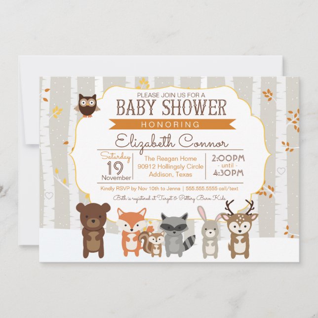 Caída de Woodland / Invitación a Baby Shower en in (Anverso)