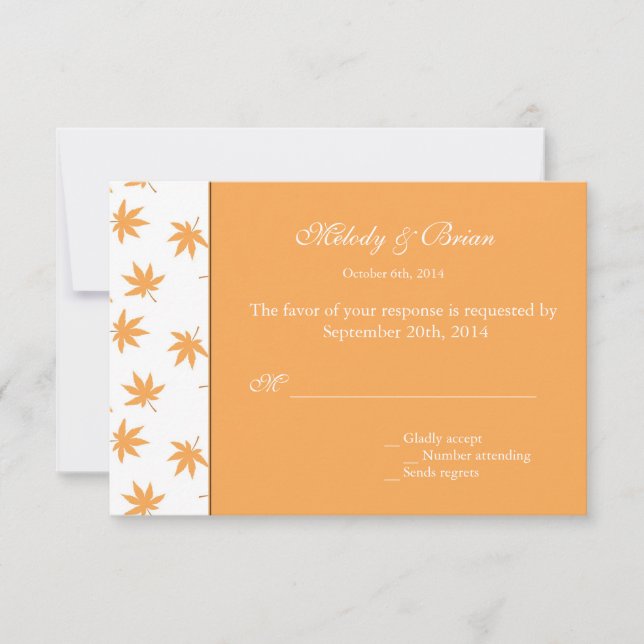 Caída decorativa de hojas amarillas boda RSVP (Anverso)