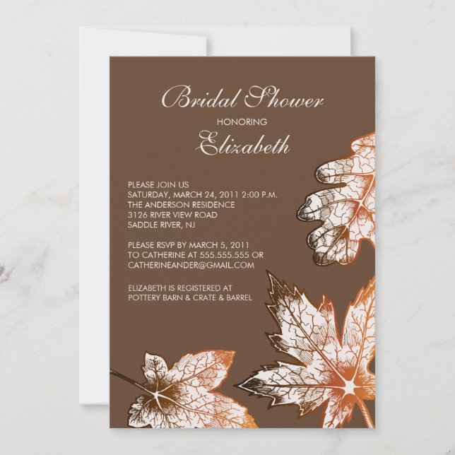 Caída deja la invitación a la ducha de novia en ot (Anverso)