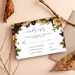 Caída del otoño boda floral rústico respuesta RSVP