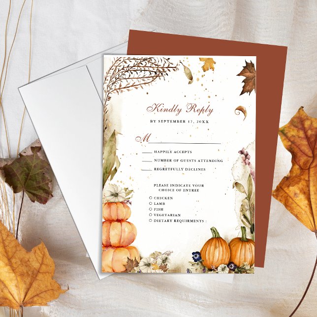 Caída en el Amor Calabaza Botuga Boda Otoño RSVP (Subido por el creador)