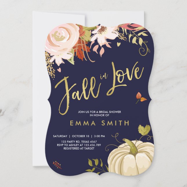 Caída en el amor Invitación a la ducha de novia Be (Anverso)