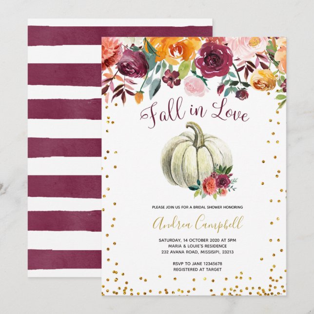 Caída en el amor Invitación a la ducha de novia de (Anverso / Reverso)