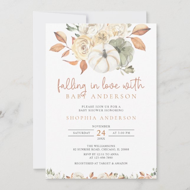 Caída en el amor Invitación de Baby Shower a la Ca (Anverso)