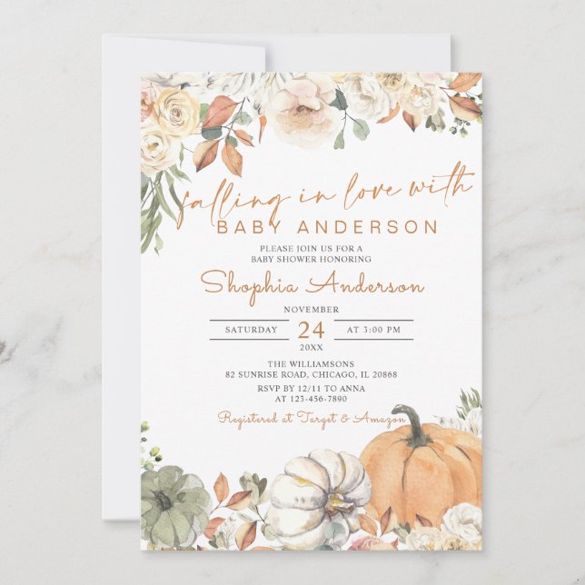 Caída en el amor Invitación de Baby Shower a la Ca (Anverso)