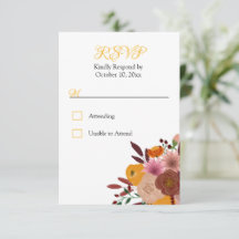 Caída Flor Blanco RSVP no opción de comida Respues