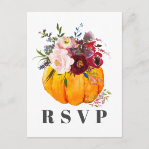 caída, floral, tarjeta RSVP de calabaza