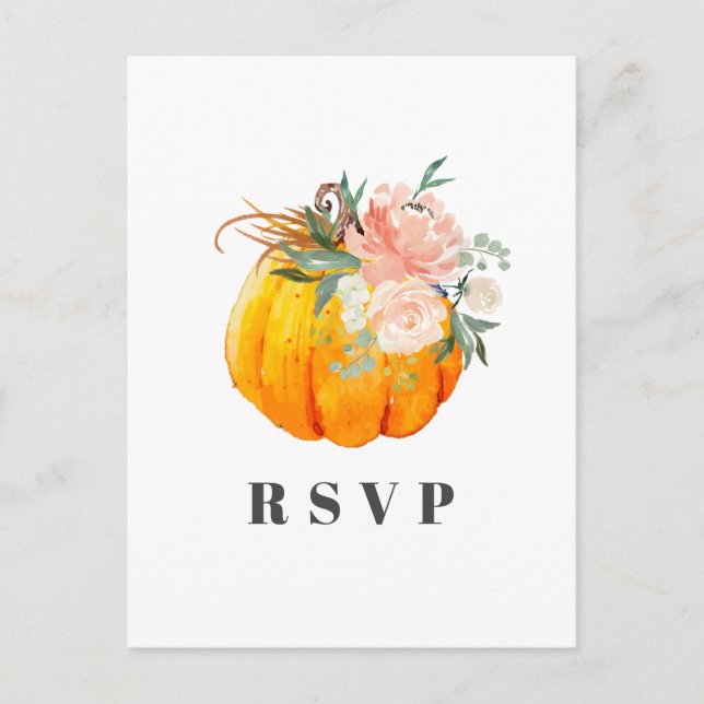 caída, floral, tarjeta RSVP de calabaza (Anverso)