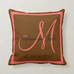 Caída Marrón y Rosa Boda rosa almohada de aguijón