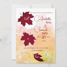Caída Minimalista roja en la invitación a la boda