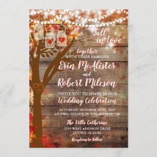 Caída rústica en amor Invitación a la boda de robl