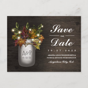Caída Sale De Mason Jar Rustic Guardar Las Tarjeta