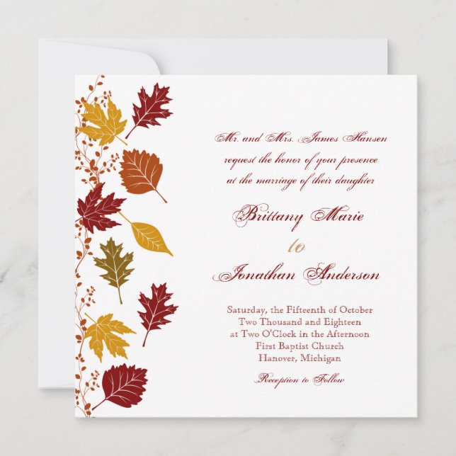 Caída Sale Invitaciones a la Boda Otoño (Anverso)