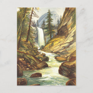 Caída vernal, valle de Yosemite, postal vintage