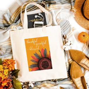 Caída Vibes Girasol Otoño Bolsa De Tote Agradecida