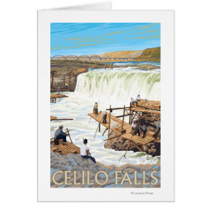 Caídas de Celilo que pescan el poster del viaje