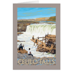 Caídas de Celilo que pescan el poster del viaje