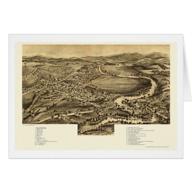 Caídas de Enosburg, mapa panorámico del VT - 1892 (Anverso (Horizontal))