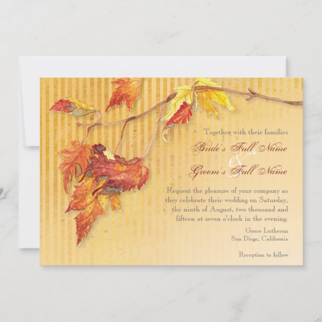 Caídas de hojas - Invitaciones a la boda otoño (Anverso)