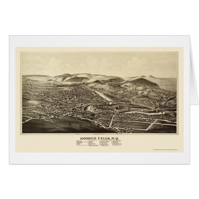 Caídas de Hoosick, mapa panorámico de NY - 1889 (Anverso (Horizontal))