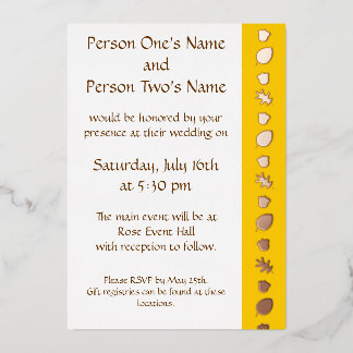 Caídas en invitación al Relieve metalizado amarill