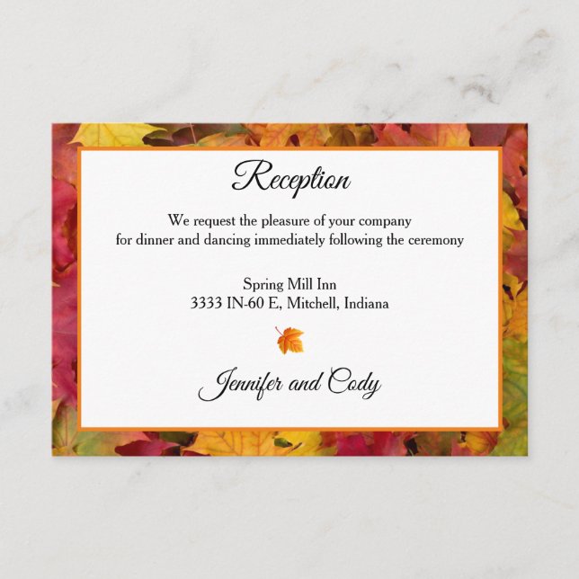 Caídas Saltos Colores Otoño Recepción de bodas (Anverso)
