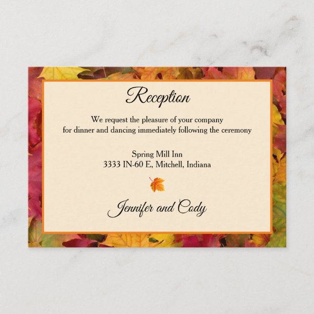 Caídas Saltos Colores Otoño Recepción de bodas (Anverso)