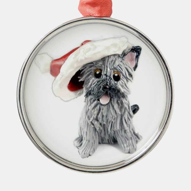 Cairn Terrier Navidad Ornamento Gris (Frente)