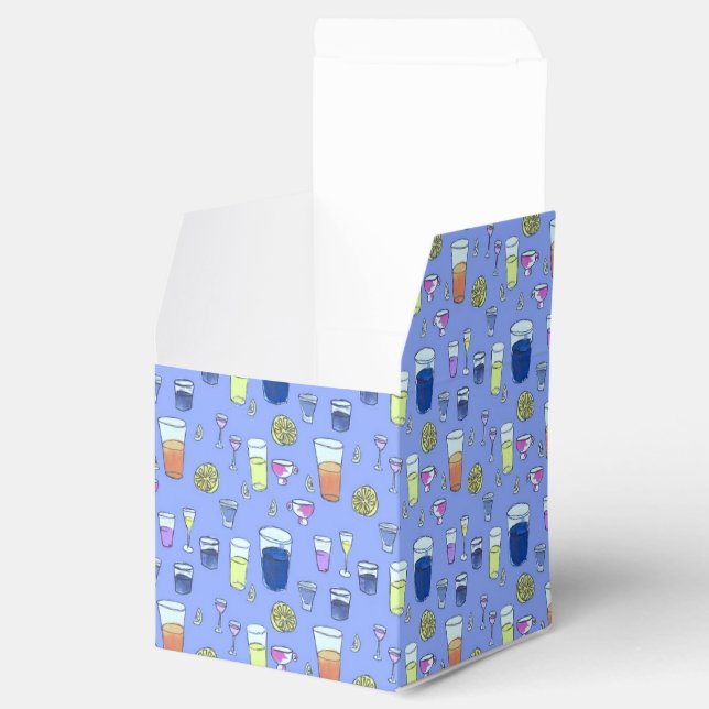 Caja azul del favor de las bebidas mezcladas (Abierto)