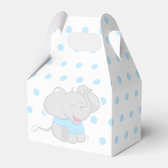 Caja azul dulce con Baby Shower elefante (Front Side)