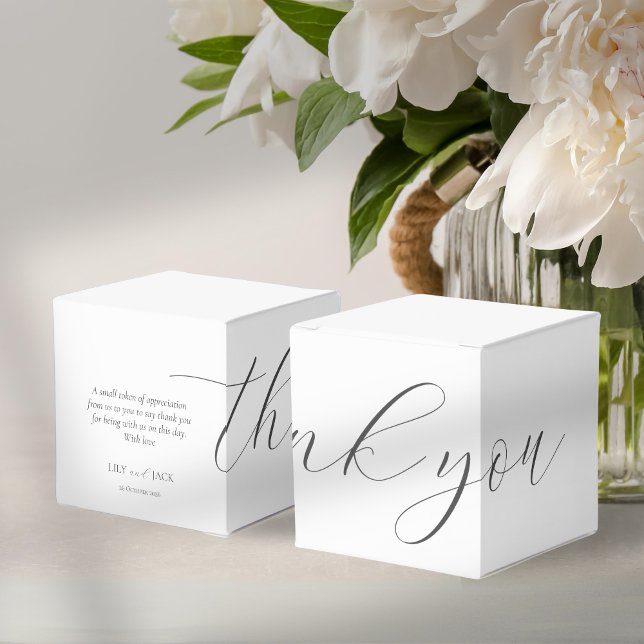 Caja de agradecimiento de boda Chic White | Caja d (Subido por el creador)