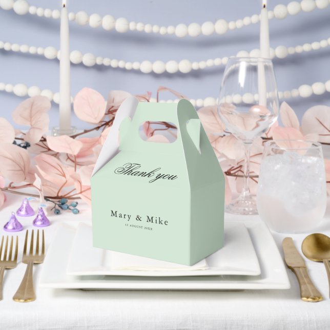 Caja de agradecimiento verde salvia para cualquier (Boda)