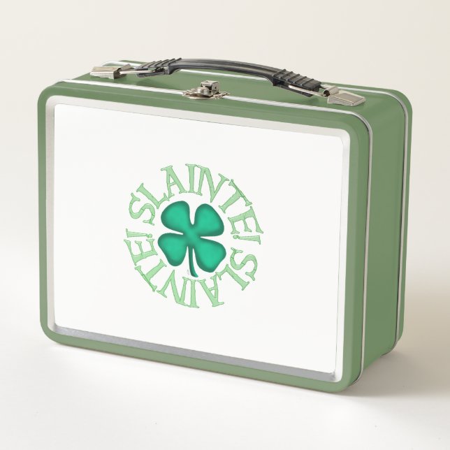 Caja de almuerzo blanca y verde lisa (Anverso)