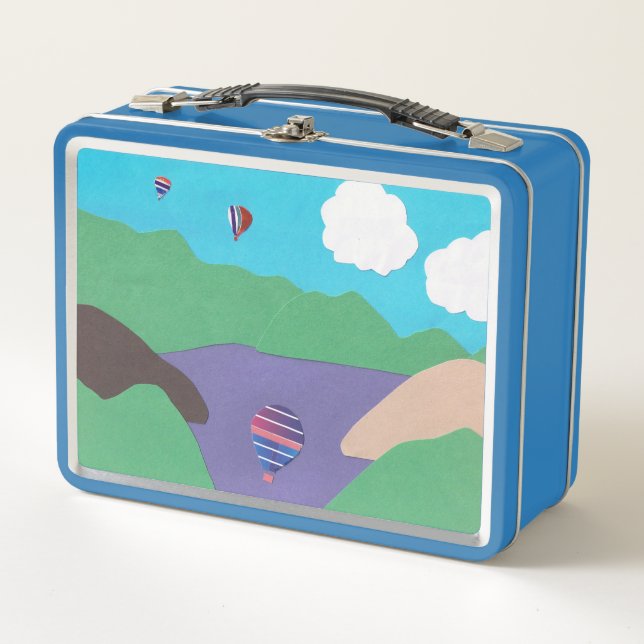 Caja de almuerzo con diseño de lago y montaña (Anverso)